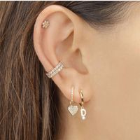 Fashion Heart Plating Inlaid Shell Copper Earrings main image 5