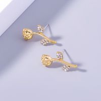 2021 Simple Fresh Gold Rhinestone Pearl Rose Earrings Ins Style Exquisite Women's Ear Studs main image 6