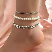 Wholesale Jewelry Retro Pearl Chain Anklet Three-piece Set Nihaojewelry main image 1
