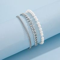 Wholesale Jewelry Retro Pearl Chain Anklet Three-piece Set Nihaojewelry main image 3