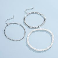 Wholesale Jewelry Retro Pearl Chain Anklet Three-piece Set Nihaojewelry main image 4