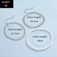Wholesale Jewelry Retro Pearl Chain Anklet Three-piece Set Nihaojewelry main image 6