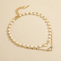 Wholesale Jewelry Hollow Heart Pendant Double-layer Pearl Necklace Nihaojewelry main image 3