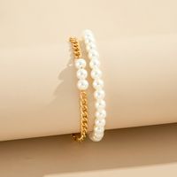 Wholesale Jewelry Simple Pearl Splicing Chain Anklet Two-piece Set Nihaojewelry main image 3