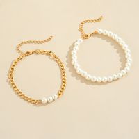 Wholesale Jewelry Simple Pearl Splicing Chain Anklet Two-piece Set Nihaojewelry main image 4
