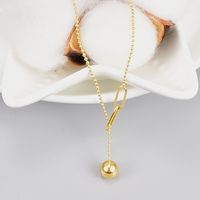 Fashion Korea Metal Ball Tassel Round Bead Chain Titanium Necklace Wholesale Nihaojewelry main image 3