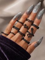 Wholesale Fashion Black Snake-shaped Flower Star Ring Set Nihaojewelry main image 3