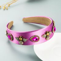 Pure Color Fabric Inlaid Pearl Glass Diamond Baroque Bee Headband Wholesale Jewelry Nihaojewelry sku image 3