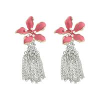 Wholesale Jewelry Flower Dripping Oil Tassel Drop Earrings Nihaojewelry sku image 1