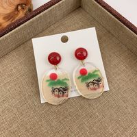 Vente En Gros Bijoux Peinture De Paysage Boucles D&#39;oreilles Pendantes Géométriques Nihaojewelry sku image 1