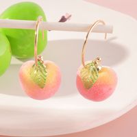 Wholesale Cute Simulation Three-dimensional Orange Peach Earrings Nihaojewelry sku image 2