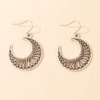 Wholesale Retro Ethnic Style Hollow Pattern Moon Earrings Nihaojewelry sku image 1