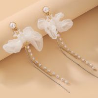Wholesale Fashion Bowknot Star Pearl Tassel Fabric Earrings Nihaojewelry sku image 1