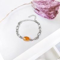 European And American Simple New Stainless Steel Titanium Steel Natural Agate Stone Couple Bracelet Men And Women Jewelry Wholesale Foreign Trade Exclusive sku image 4