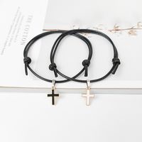 Alloy Cross Wax Rope Simple Couple Bracelet A Pair Jewelry Wholesale Nihaojewelry sku image 1