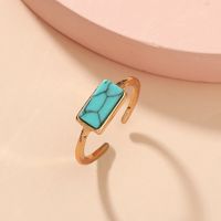 Alloy Rectangular Turquoise Open Foot Ring Wholesale Jewelry Nihaojewelry sku image 1