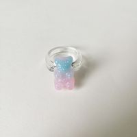 Europe And America Cross Border New Geometric Bear Ring Korean Ins Style Color Ring Girly Style Acrylic Jewelry For Women sku image 3