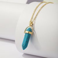 Wholesale New Multicolor Hexagonal Column Natural Stone Pendent Necklace Nihaojewelry sku image 2