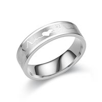 New Korean Popular Ecg Heartbeat Stainless Steel Ring  Wholesale Nihaojewelry sku image 1