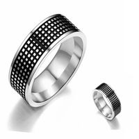 أزياء جديدة منحوتة لوحة مربعة زيت أسود خاتم الفولاذ المقاوم للصدأ بالجملة Nihaojewelry sku image 1