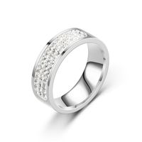 Nuevo Anillo Europeo Y Americano De Titanio De Acero Con Tachuelas De Diamantes De Tres Filas De Mujeres Anillo De Pareja De Acero Inoxidable De Diamante Completo Joyería De Mano Coreana Al Por Mayor main image 3