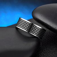 أزياء جديدة منحوتة لوحة مربعة زيت أسود خاتم الفولاذ المقاوم للصدأ بالجملة Nihaojewelry main image 4