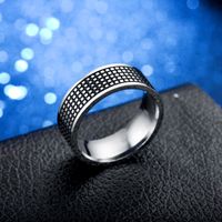أزياء جديدة منحوتة لوحة مربعة زيت أسود خاتم الفولاذ المقاوم للصدأ بالجملة Nihaojewelry main image 5