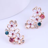 Wholesale Korean Fashion Colorful Diamond Flower Stud Earrings Nihaojewelry sku image 1