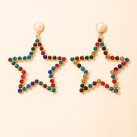 Wholesale New Pentagonal Star Colored Diamond Earrings Nihaojewelry main image 1