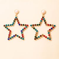 Wholesale New Pentagonal Star Colored Diamond Earrings Nihaojewelry main image 2