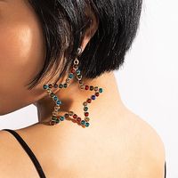 Wholesale New Pentagonal Star Colored Diamond Earrings Nihaojewelry sku image 1