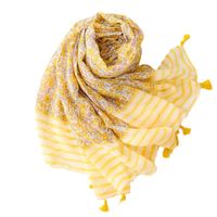 Yellow Horizontal Stripes Small Flower Sunscreen Silk Scarf Wholesale Nihaojewelry main image 6