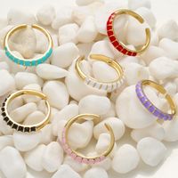 Wholesale Fashion Contrast Color Opening Adjustable Copper Ring Nihaojewelry main image 3