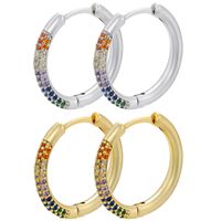 Simple New Micro-inlaid Colored Diamonds Round Single-sided Copper Earrings Wholesale Nihaojewelry main image 1