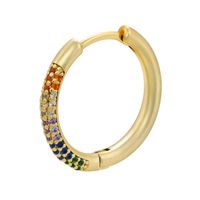 Einfache Neue Mikro-eingelegte Farbige Diamanten Runde Einseitige Kupfer Ohrringe Großhandel Nihao Schmuck main image 3