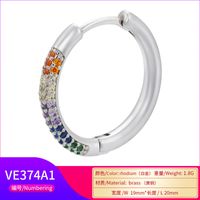Simple New Micro-inlaid Colored Diamonds Round Single-sided Copper Earrings Wholesale Nihaojewelry main image 5