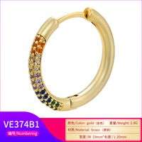 Simple New Micro-inlaid Colored Diamonds Round Single-sided Copper Earrings Wholesale Nihaojewelry main image 6