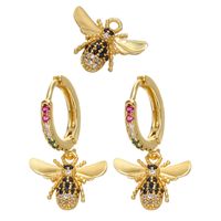 Micro-inlaid Colored Diamond Bee Earrings Pendant Wholesale Nihaojewelry main image 1