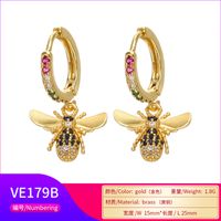 Micro-inlaid Colored Diamond Bee Earrings Pendant Wholesale Nihaojewelry main image 6