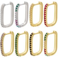 Wholesale Einfache Mikroeingelegte Farbige Diamanten Rechteckige Ohrringe Nihaojewelry main image 1