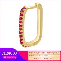 Wholesale Einfache Mikroeingelegte Farbige Diamanten Rechteckige Ohrringe Nihaojewelry main image 4