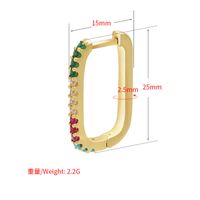Wholesale Einfache Mikroeingelegte Farbige Diamanten Rechteckige Ohrringe Nihaojewelry main image 6