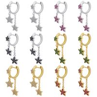 Wholesale New Style Micro Inlaid Star Pendant Long Copper Earrings Nihaojewelry main image 1