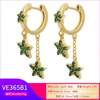 Wholesale New Style Micro Inlaid Star Pendant Long Copper Earrings Nihaojewelry main image 3
