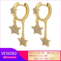 Wholesale New Style Micro Inlaid Star Pendant Long Copper Earrings Nihaojewelry main image 4