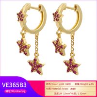 Wholesale New Style Micro Inlaid Star Pendant Long Copper Earrings Nihaojewelry main image 5