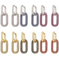 Diamants Colorés Double Boucles D&#39;oreilles Rectangulaires Bijoux En Gros Nihaojewelry main image 1