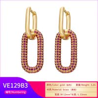 Diamants Colorés Double Boucles D&#39;oreilles Rectangulaires Bijoux En Gros Nihaojewelry main image 4