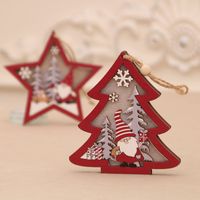 Wholesale New Christmas Tree Wooden Luminous Pendant Ornaments Nihaojewelry main image 4