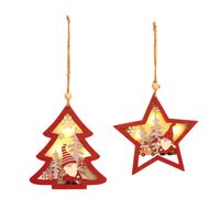 Wholesale New Christmas Tree Wooden Luminous Pendant Ornaments Nihaojewelry main image 6